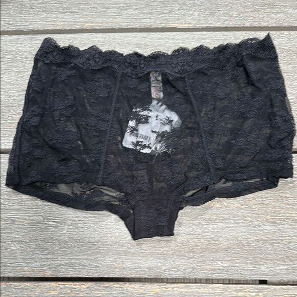 Free People Intimately High Road Brief Undies Black Lace Boy Short XS - Picture 1 of 6